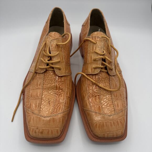 Hugo Vitelli Mens Orange Ostrich Dress Shoes Size 10 In Box main image 4